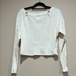 Free People White Ribbed Women's Top